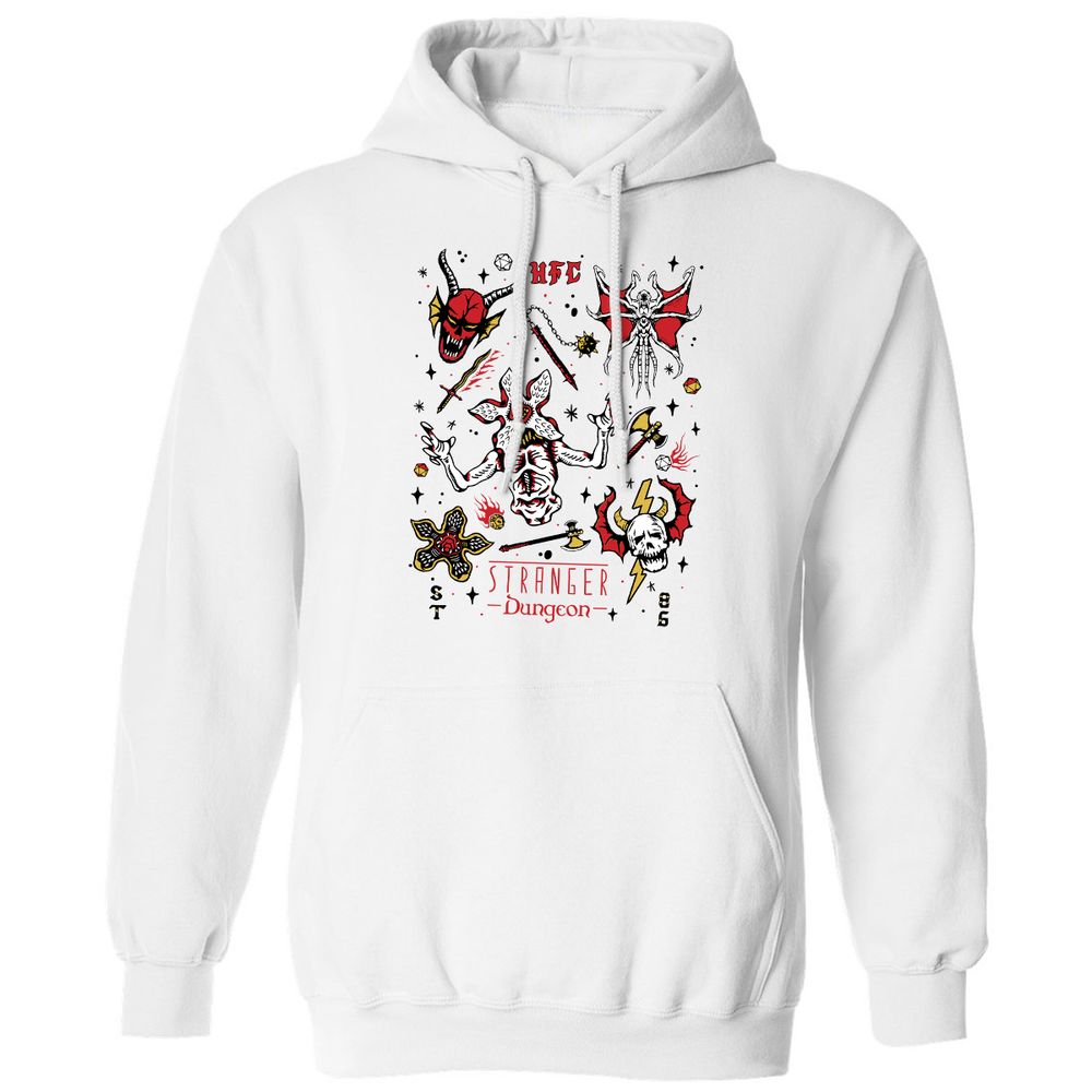 STRANGER DUNGEON Classic Unisex Hoodie - White - 1