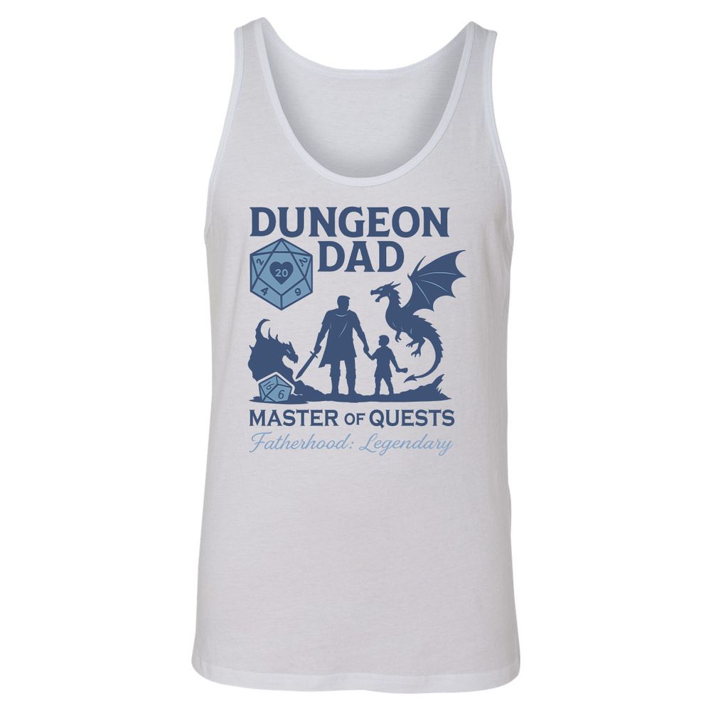 Dungeon Dad Master Of Quests Unisex Jersey Tank - White - 1