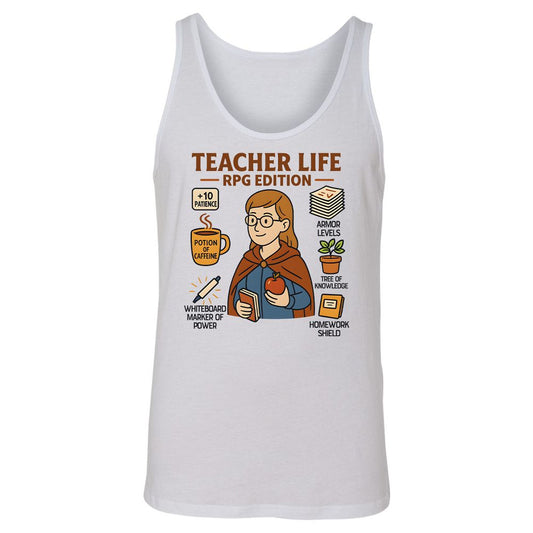 Teacher Life RPG Edition Unisex Jersey Tank - White - 1