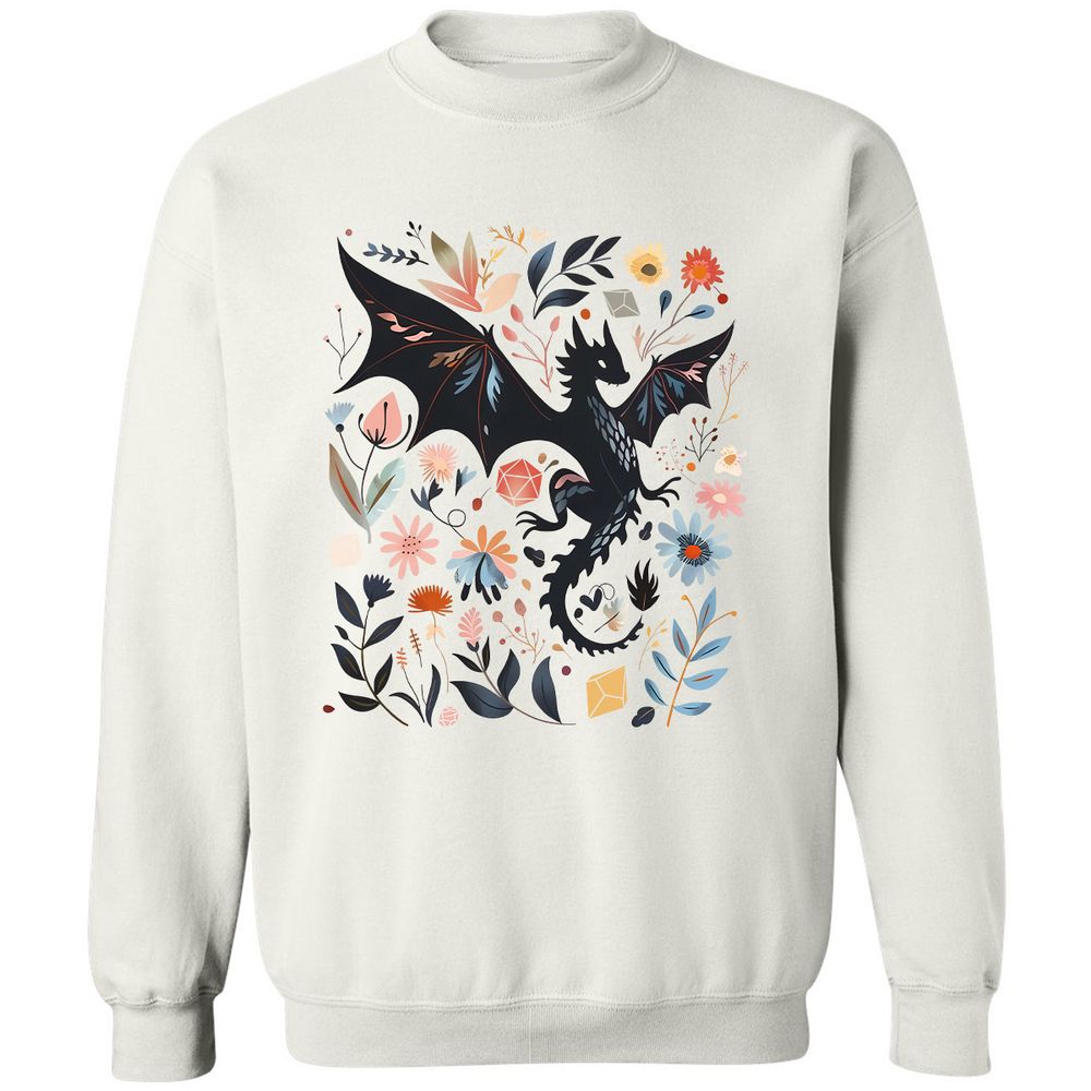 Floral DnD Dragon - White - 1
