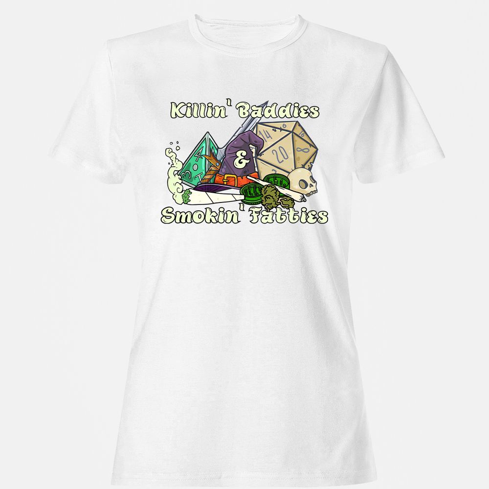 Killin' Baddies Smokin' Fatties Women's T-Shirt - White - 1