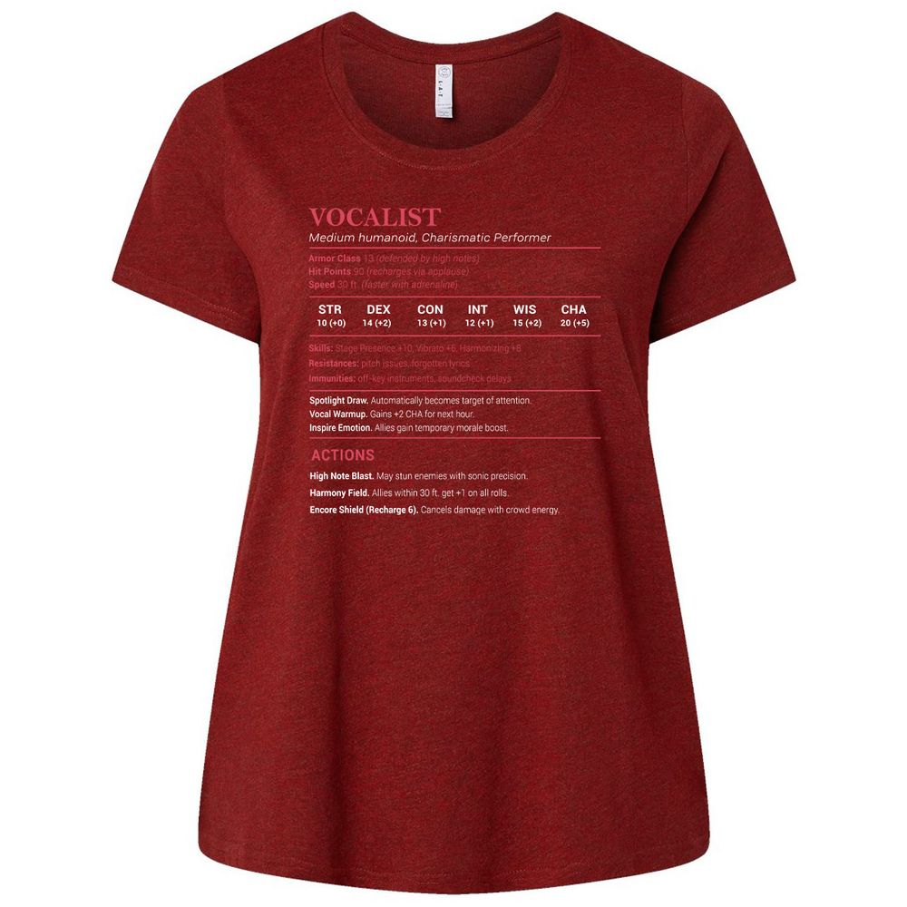 Vocalist Stats Ladies Curvy Jersey - Cardinal - 10