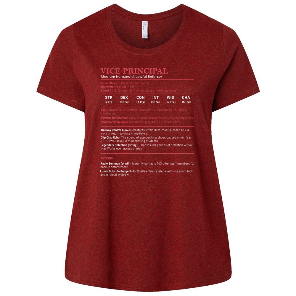 Vice Principal Stats Ladies Curvy Jersey - Cardinal - 10