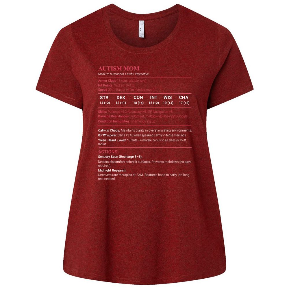 Autism Mom Stats Ladies Curvy Jersey - Cardinal - 10