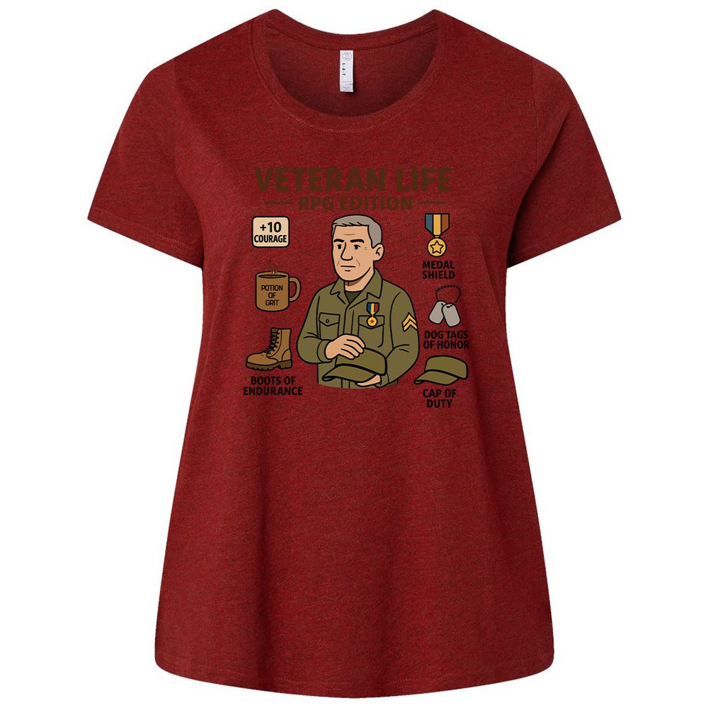Veteran Life RPG Edition Ladies Curvy Jersey - Cardinal - 10