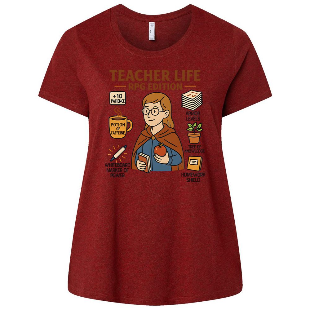 Teacher Life RPG Edition Ladies Curvy Jersey - Cardinal - 10