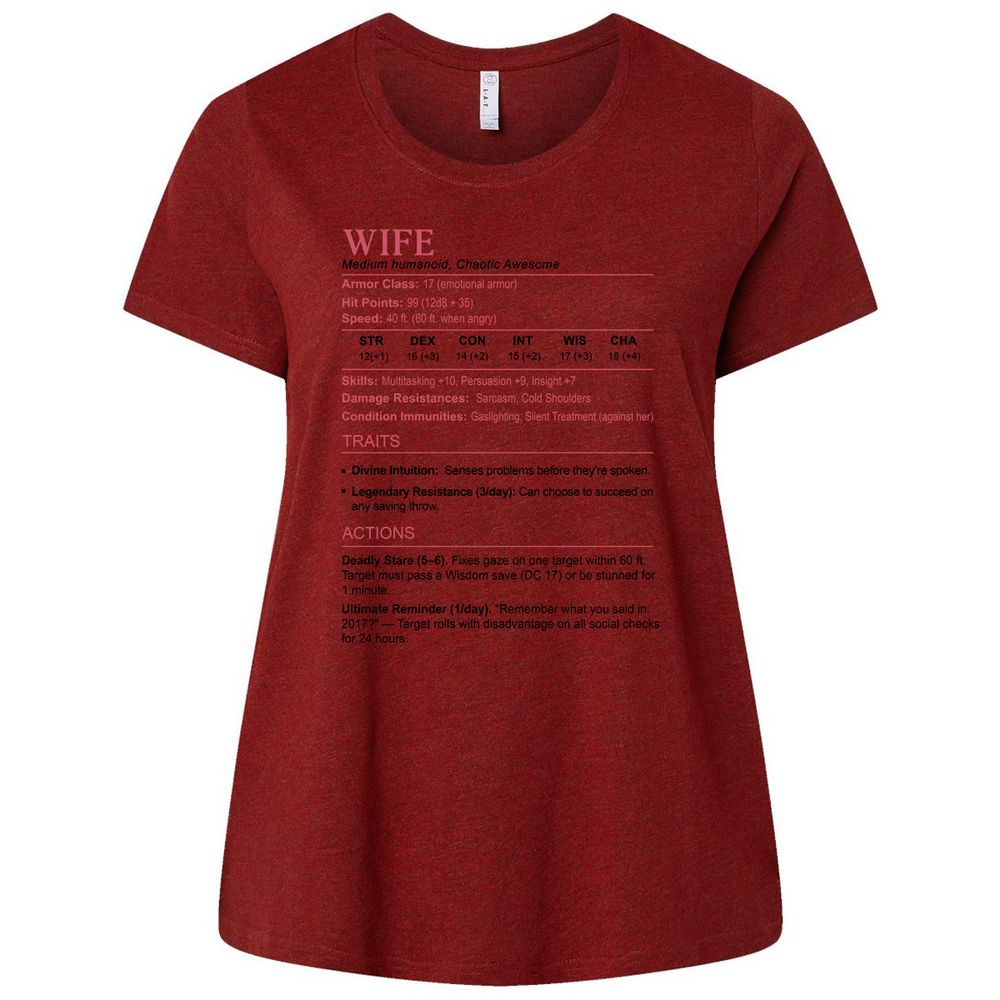 Wife Stats 2 Ladies Curvy Jersey - Cardinal - 10