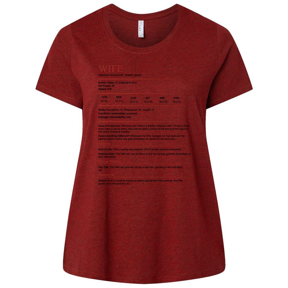 Wife White Ladies Curvy Jersey - Cardinal - 10