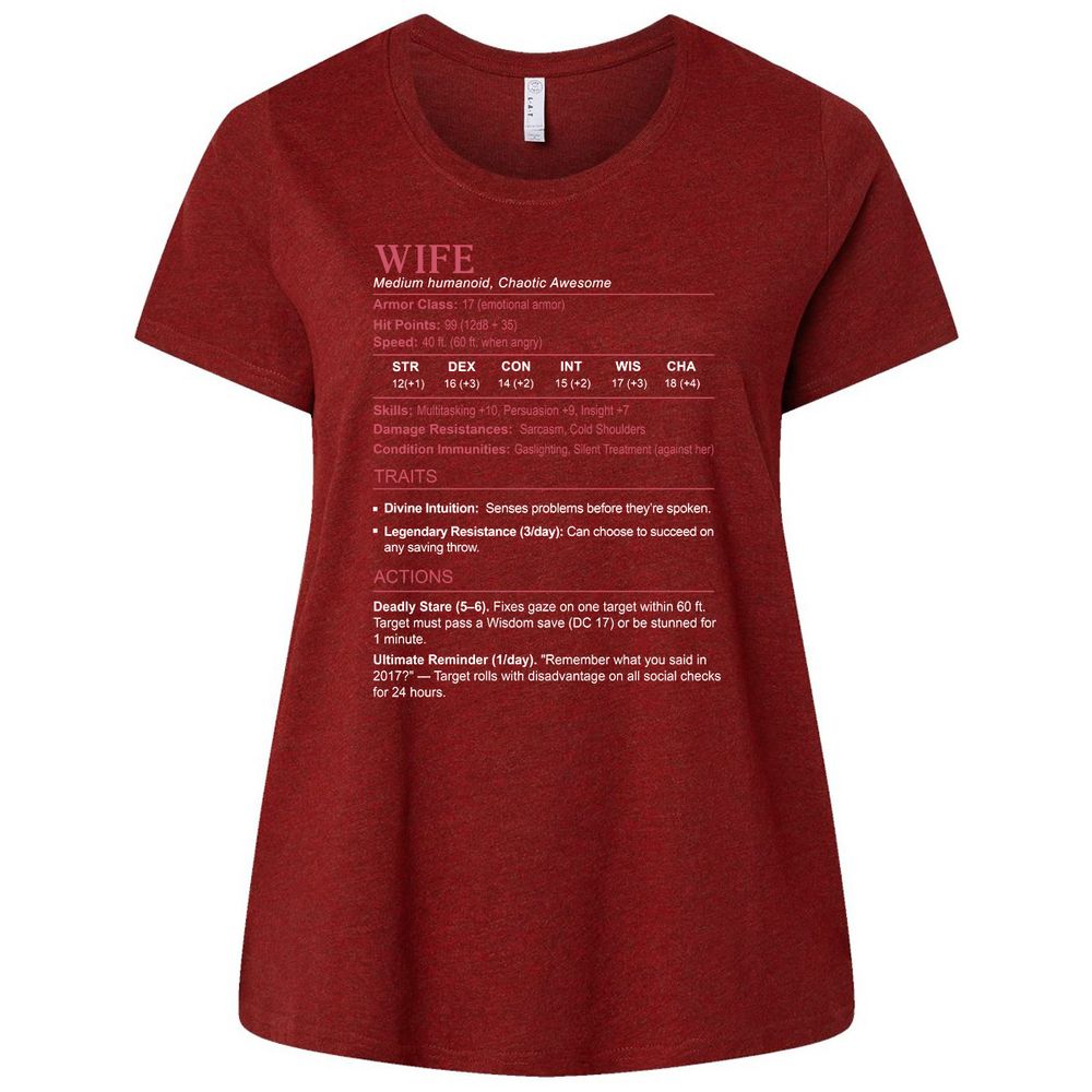 Wife Stats Ladies Curvy Jersey - Cardinal - 10