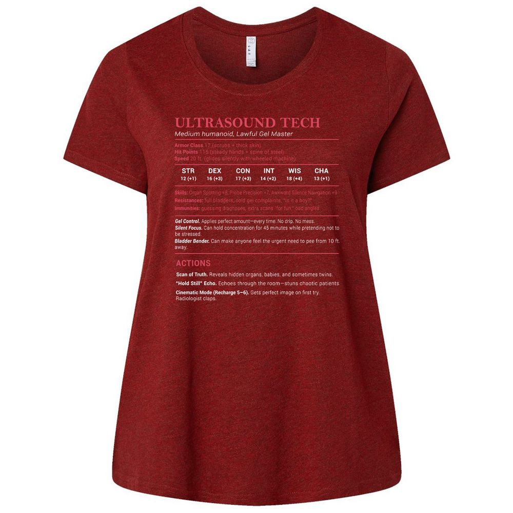 Ultrasound Tech Stats Ladies Curvy Jersey - Cardinal - 10