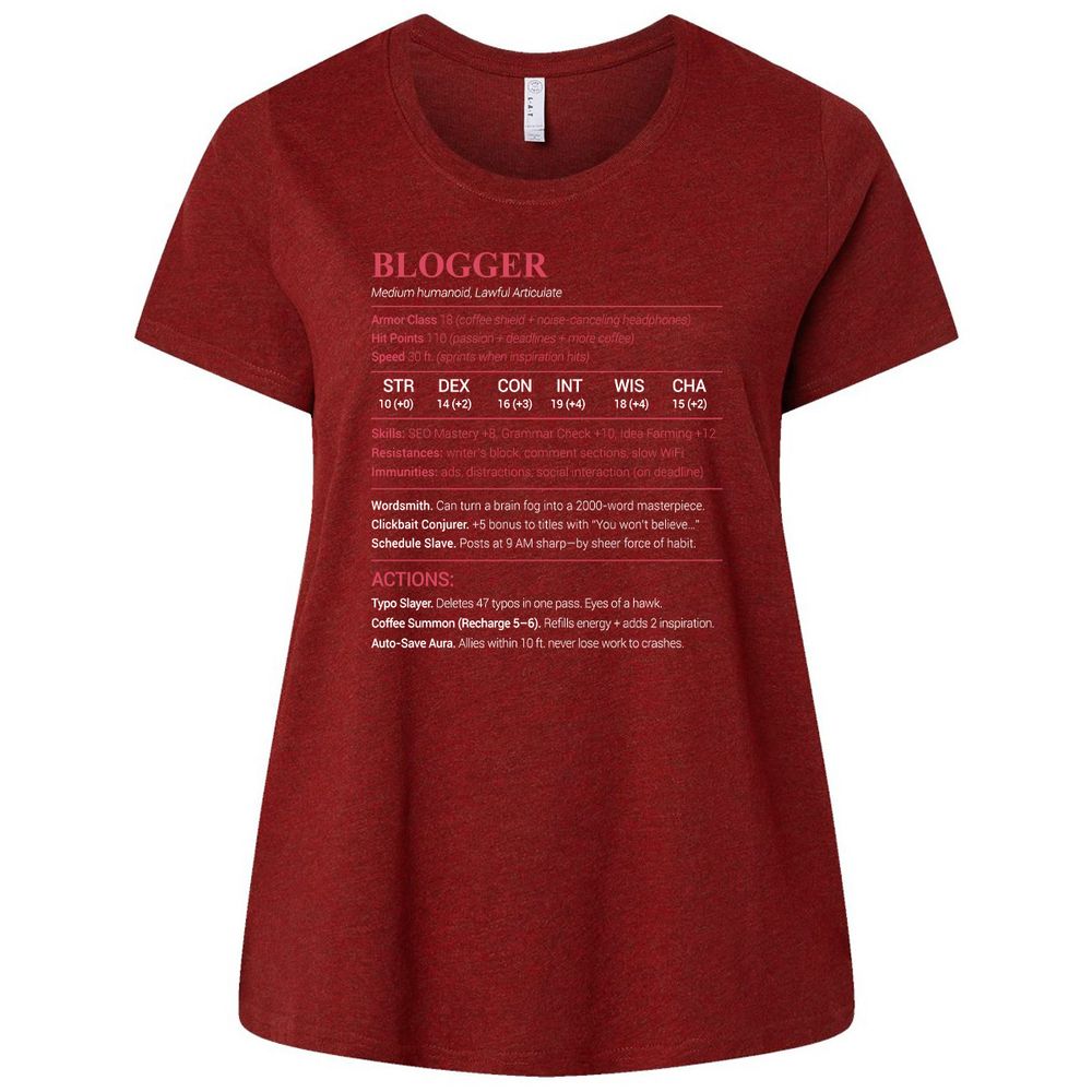 Blogger Ladies Curvy Jersey - Cardinal - 10