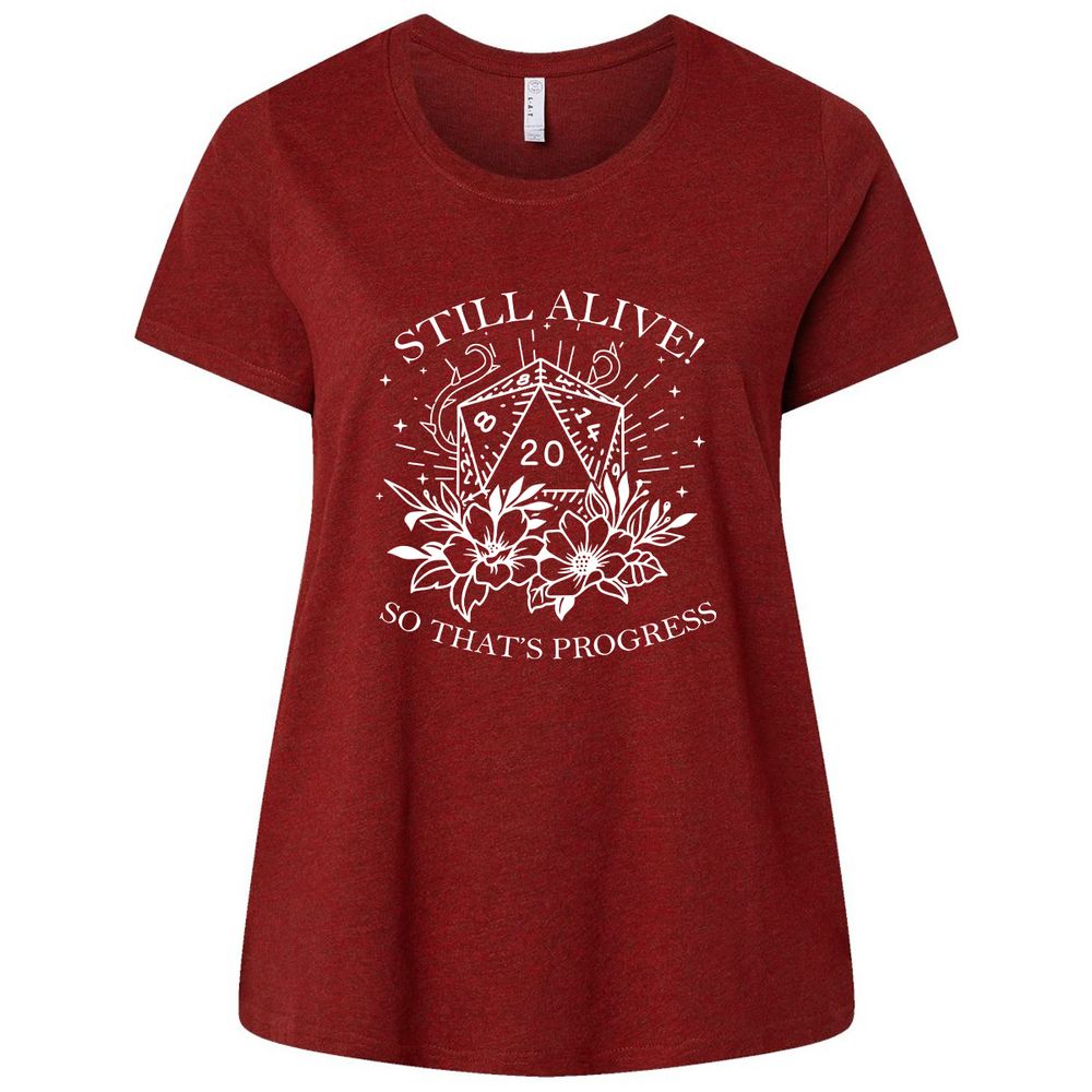 2710 Still Alive! So That’s Progress Ladies Curvy Jersey - Cardinal - 10