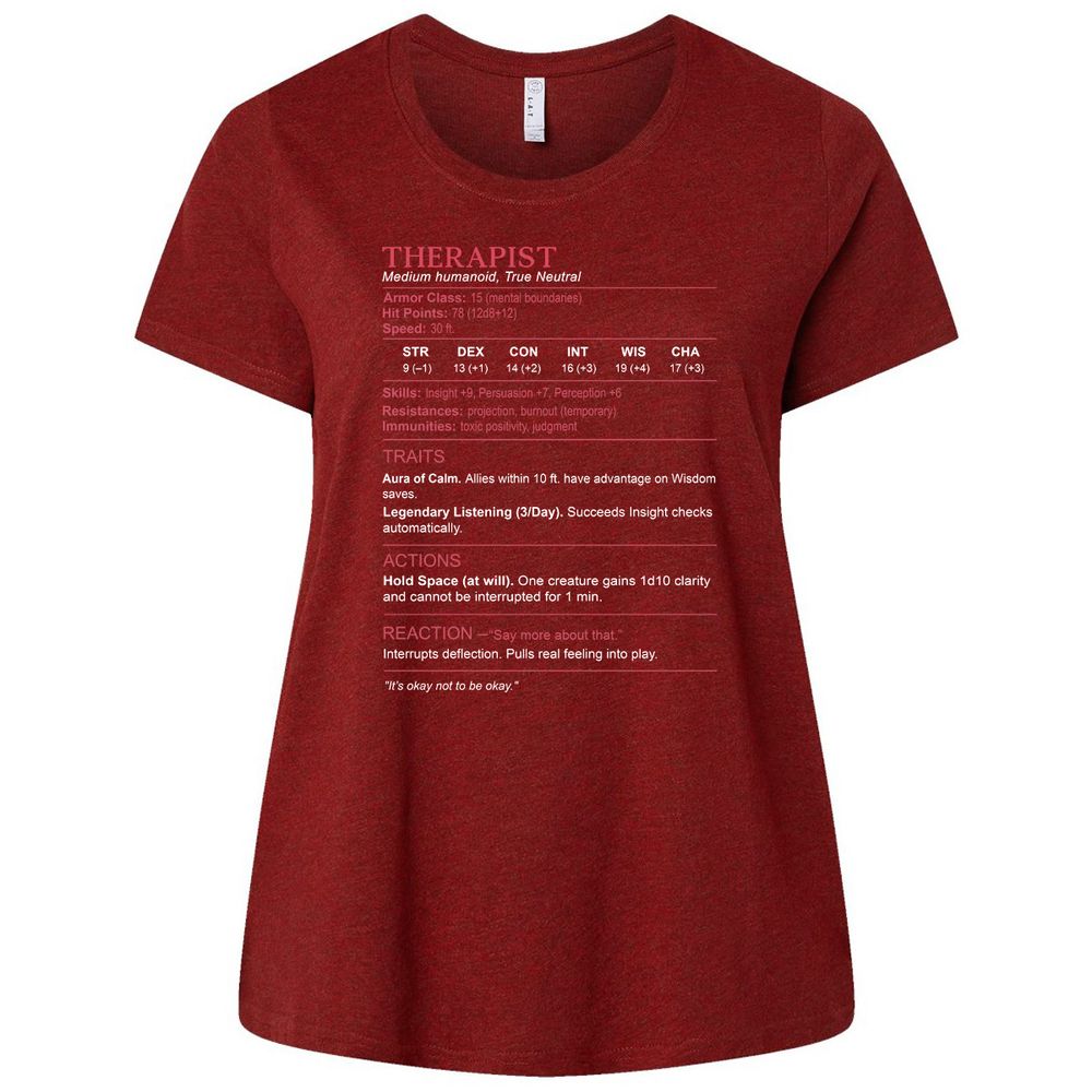 Therapist Stats Ladies Curvy Jersey - Cardinal - 10