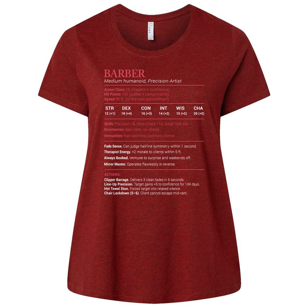 Barber Stats Ladies Curvy Jersey - Cardinal - 10
