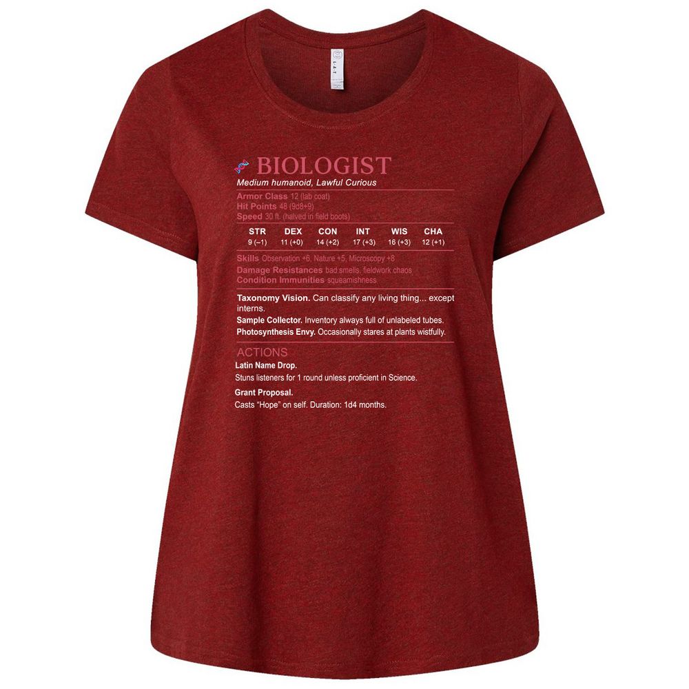Biologist Stats Ladies Curvy Jersey - Cardinal - 10