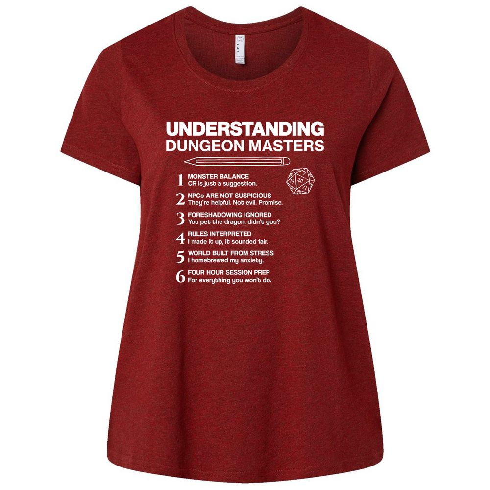 Understanding Dungeon Masters Ladies Curvy Jersey - Cardinal - 10