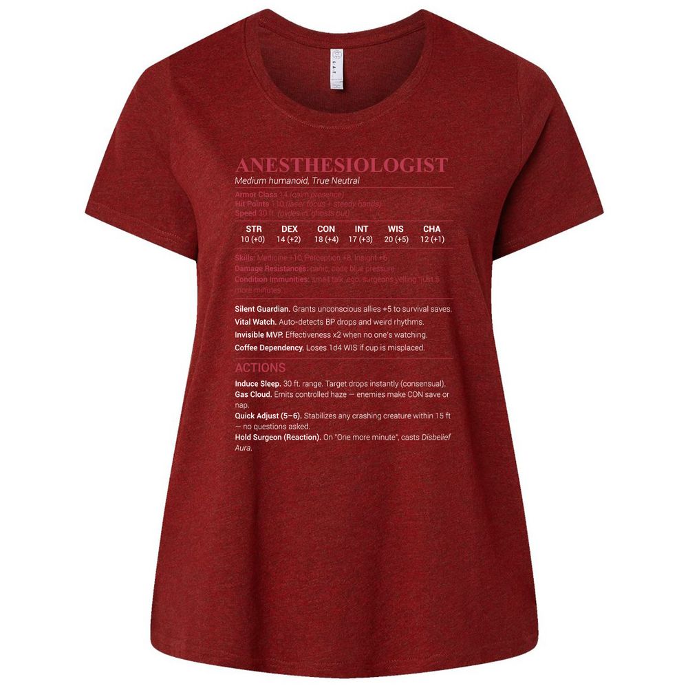 Anesthesiologist Stats Ladies Curvy Jersey - Cardinal - 10