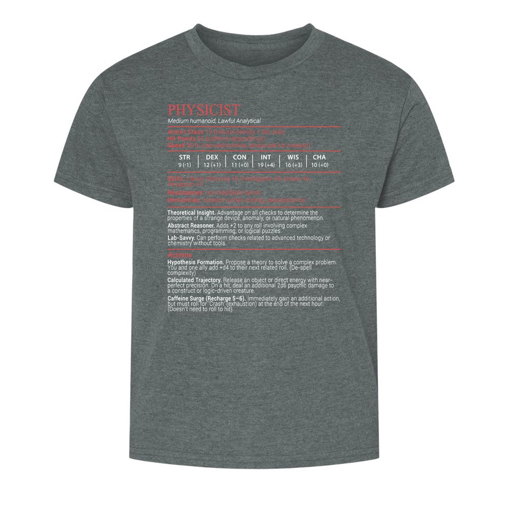 Physicist Stats Block - Dark Heather - 10
