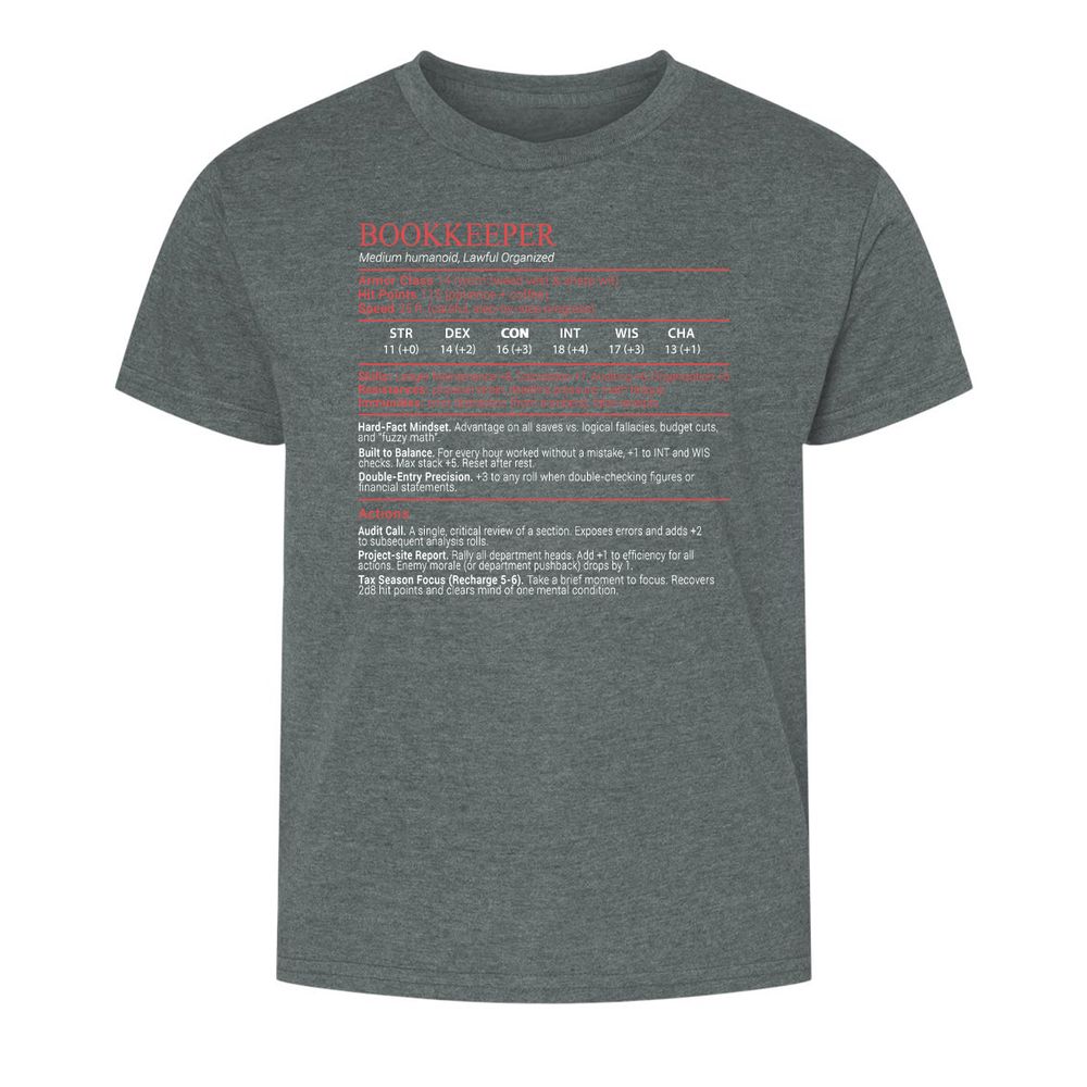 Bookkeepper Stats Block - Dark Heather - 10