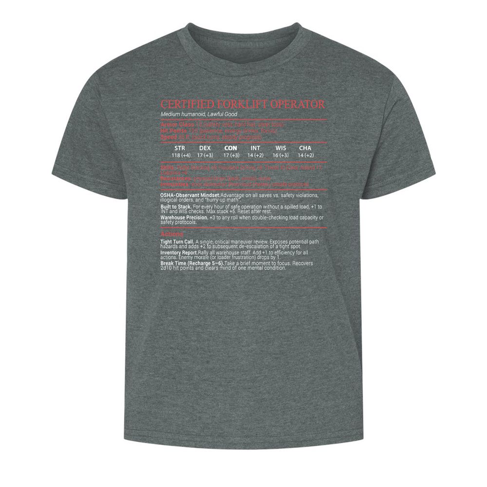 Certified Forklift Operator Stats Block - Dark Heather - 10