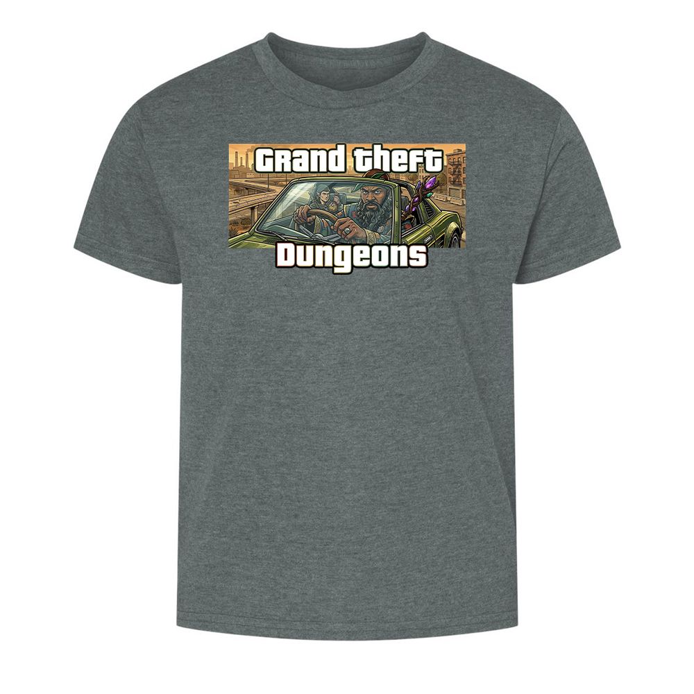 Grand Theft Dungeons Kids T-Shirt - Dark Heather - 10