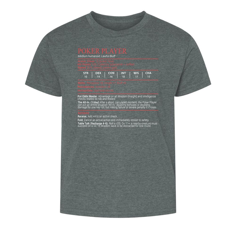 Poker Player Stats Block - Dark Heather - 10