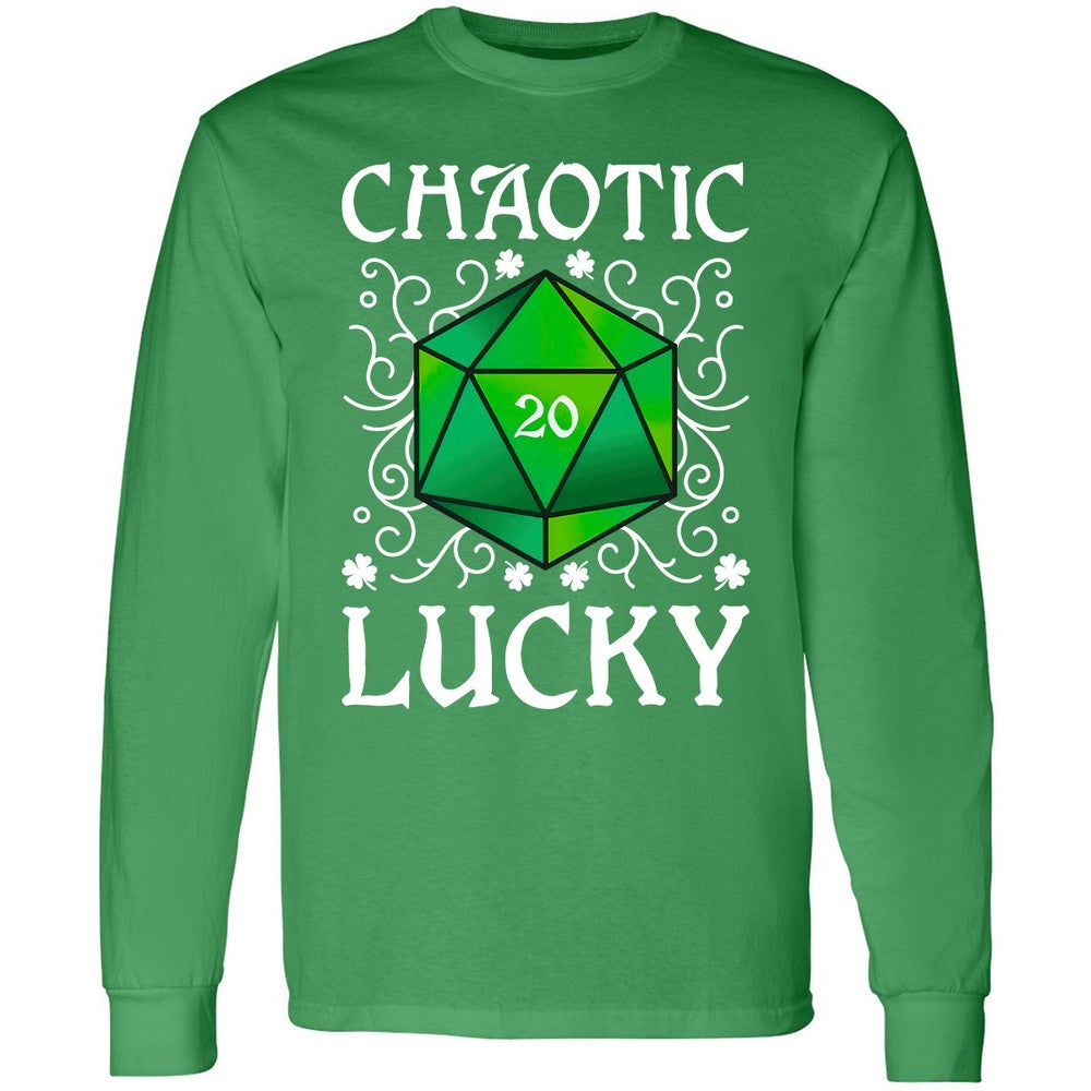 Chaotic Lucky D20 Dice Long Sleeve T-Shirt - Irish Green - 10