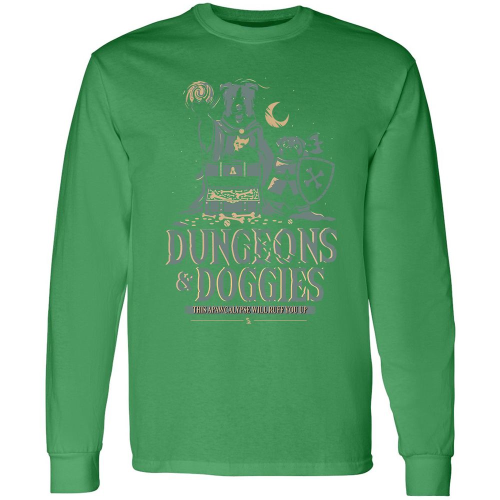 Dungeons & Doggies Long Sleeve T-Shirt - Irish Green - 10