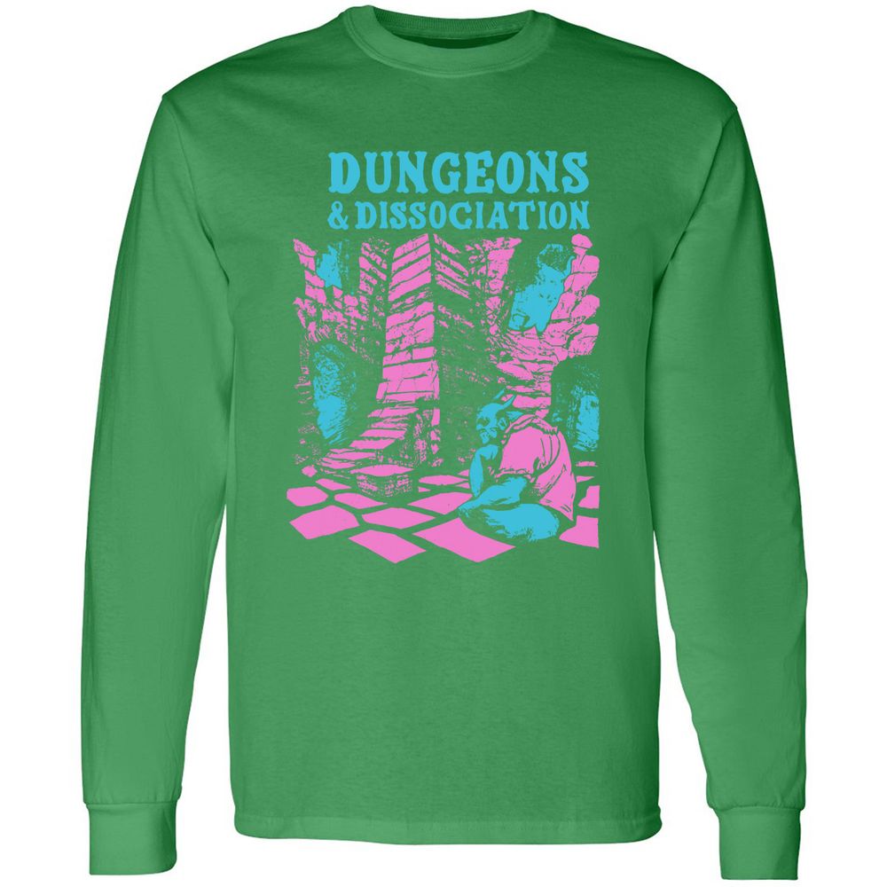 Dungeons And Dissociation Long Sleeve T-Shirt - Irish Green - 10