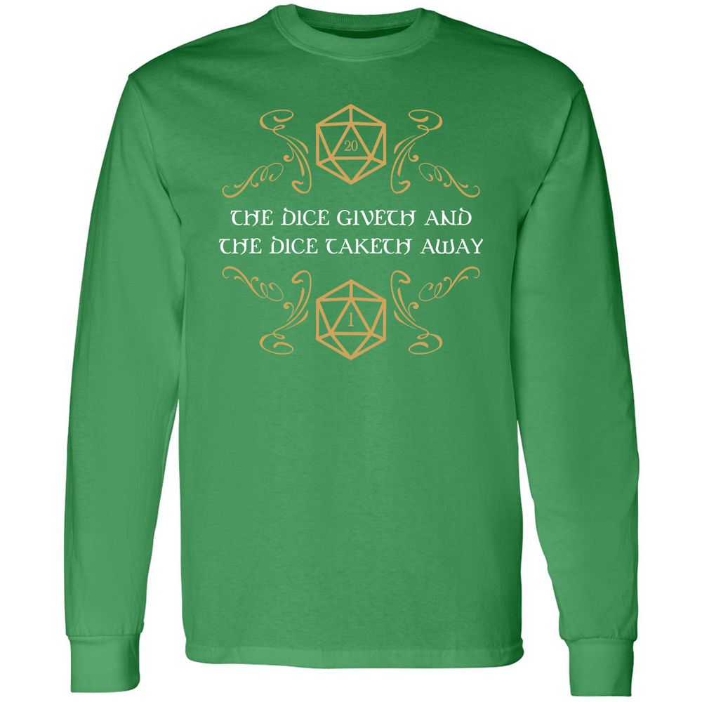 The Dice Giveth and Taketh Away Natural 20 and Critical Fail Long Sleeve T-Shirt - Irish Green - 10
