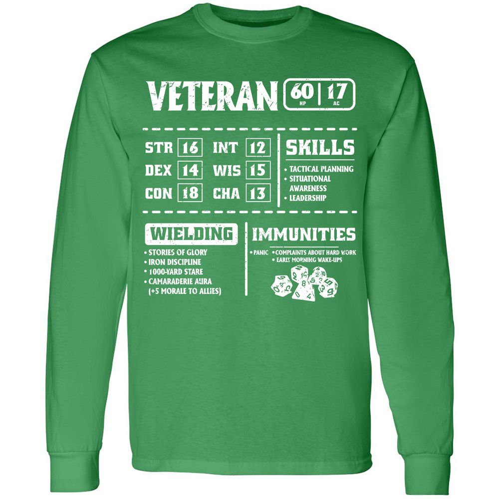 Veteran New Ver. Long Sleeve T-Shirt - Irish Green - 10