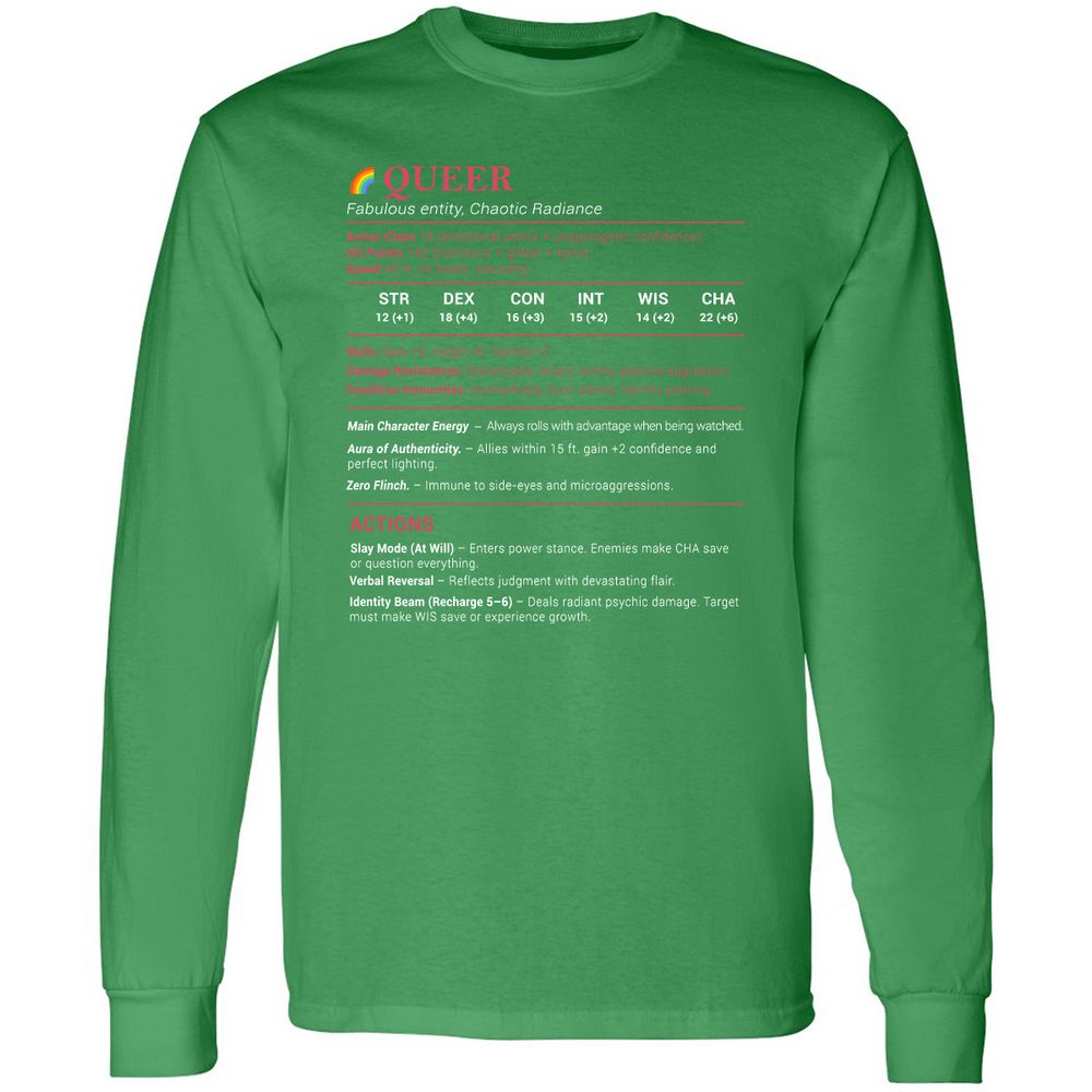 Queer Stats Long Sleeve T-Shirt - Irish Green - 10