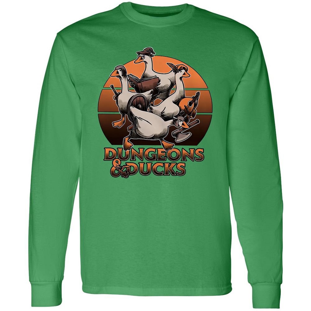 Dungeons And Ducks Long Sleeve T-Shirt - Irish Green - 10