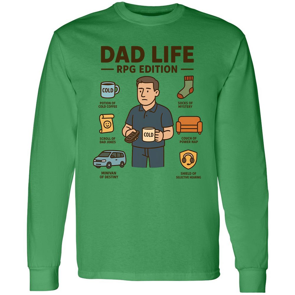 Dad Life RPG Edition Long Sleeve T-Shirt - Irish Green - 10