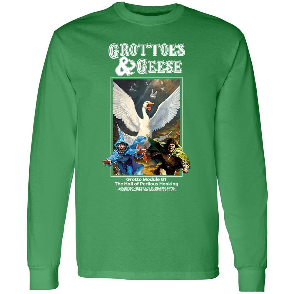 Grottoes & Geese Long Sleeve T-Shirt - Irish Green - 10