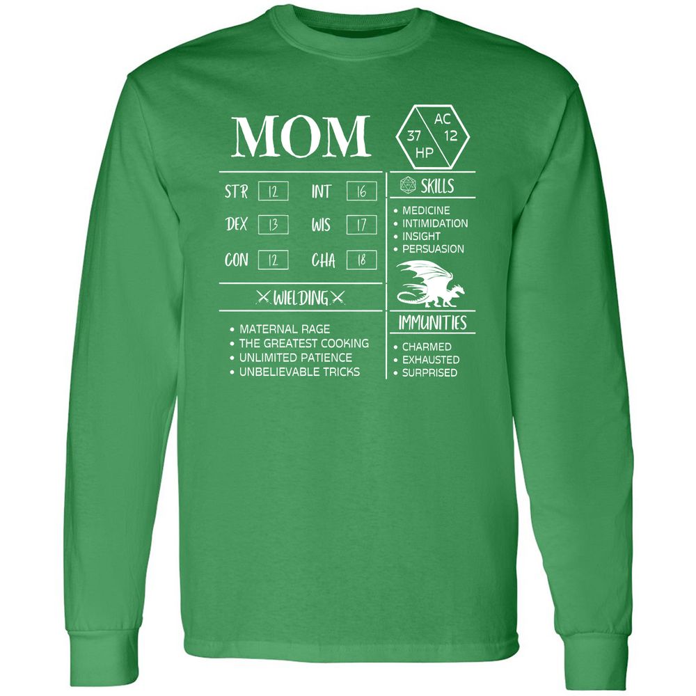 Mom Stats 2 Long Sleeve T-Shirt - Irish Green - 10