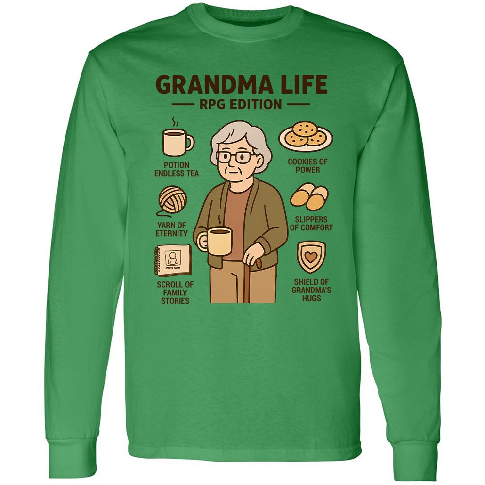 Grandma Life RPG Edition Long Sleeve T-Shirt - Irish Green - 10