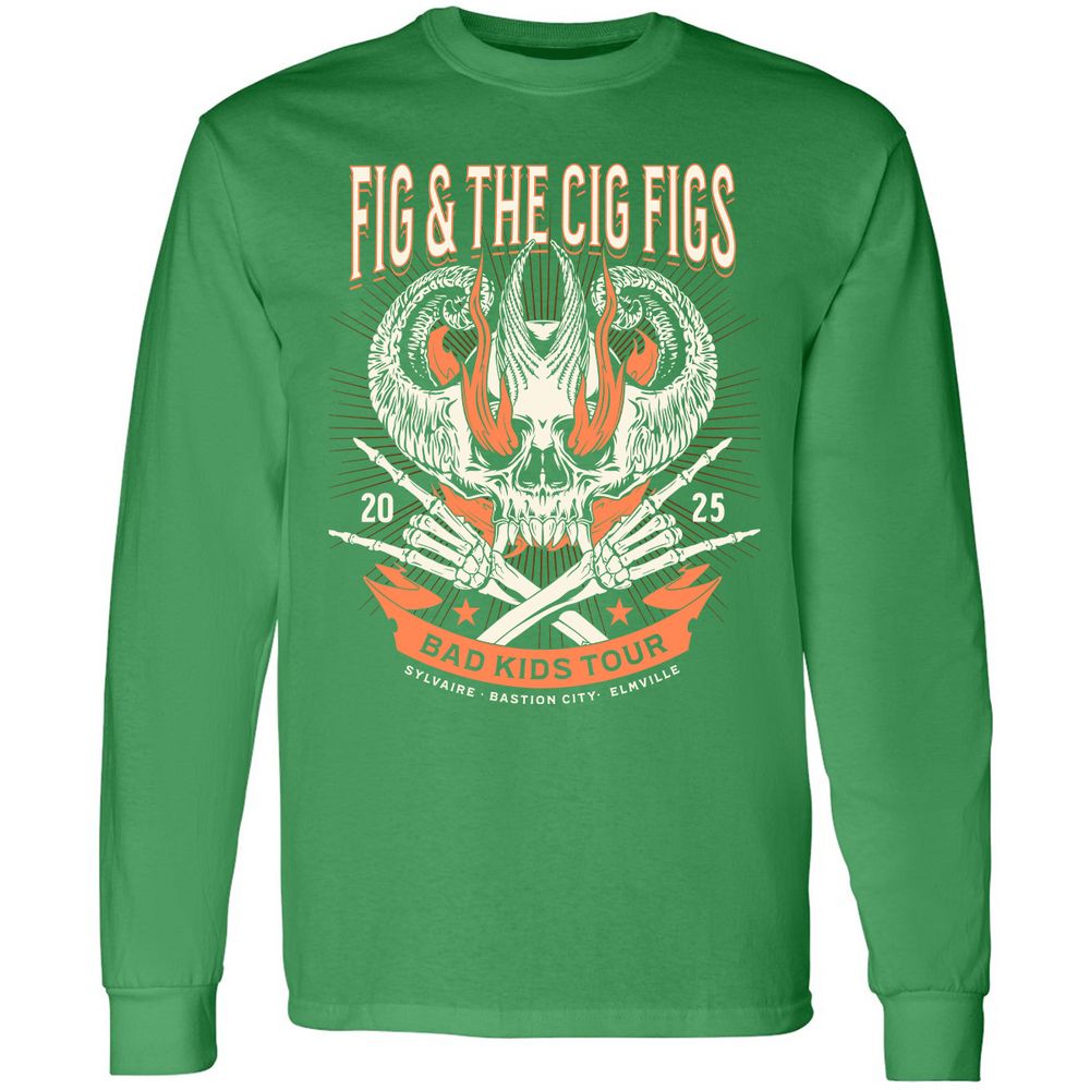 Fig and the Cig Figs, Dimension 20 Long Sleeve T-Shirt - Irish Green - 10