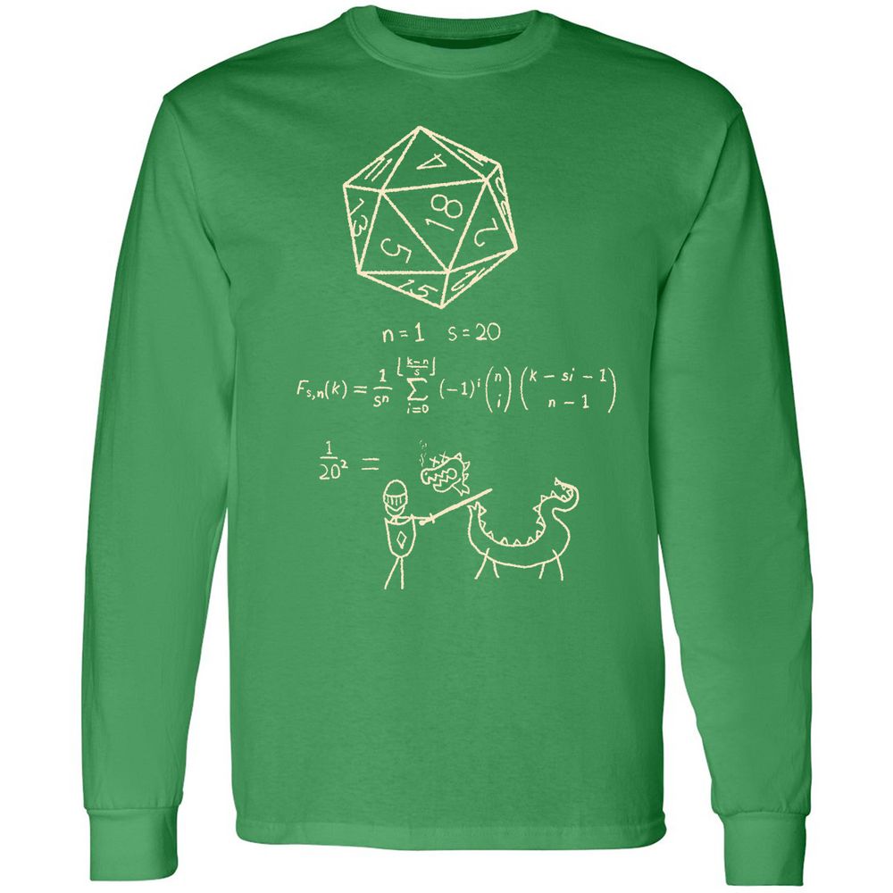 Science Of20 Sided Dice Long Sleeve T-Shirt - Irish Green - 10