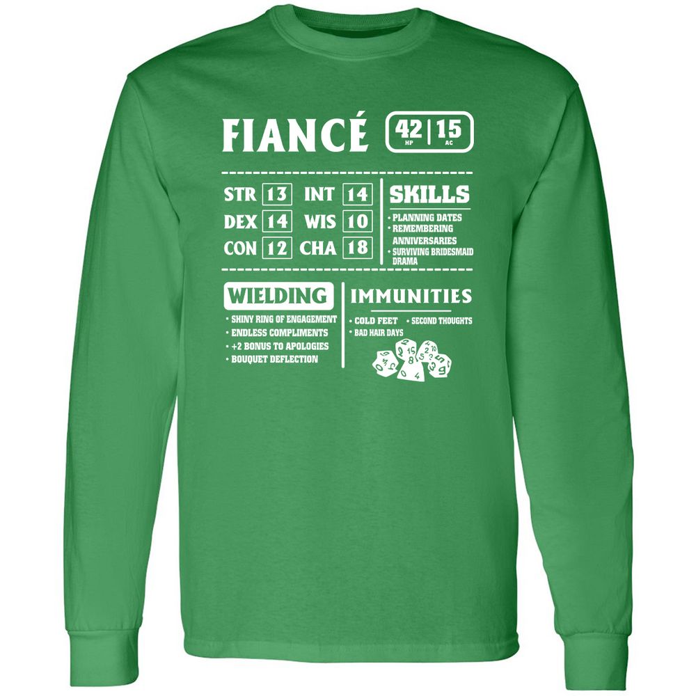 Fiance Stats Long Sleeve T-Shirt - Irish Green - 10