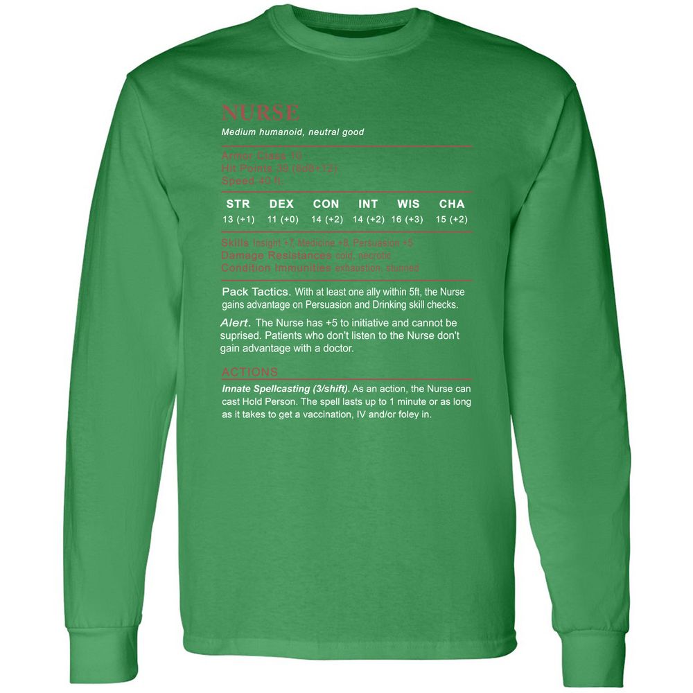 Nurse Stats 2 Long Sleeve T-Shirt - Irish Green - 10