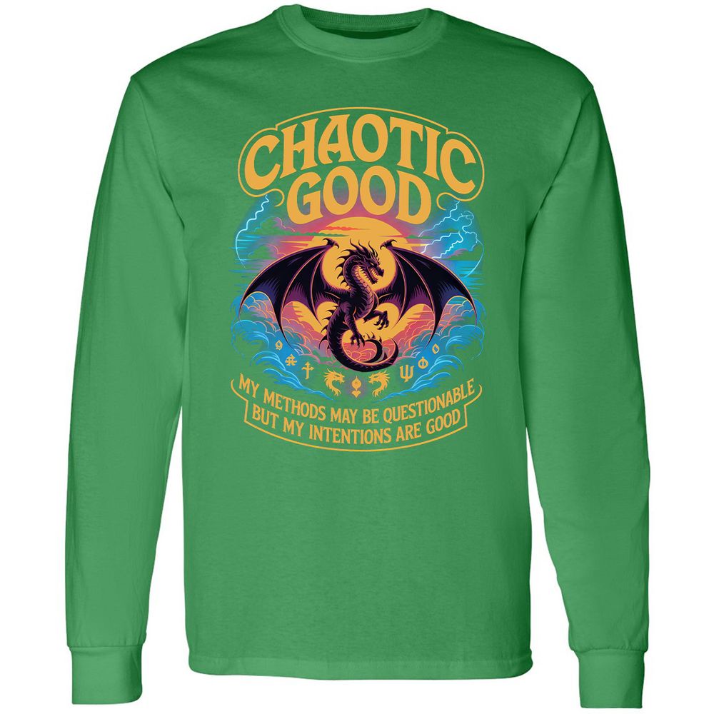 Chaotic Good Long Sleeve T-Shirt - Irish Green - 10