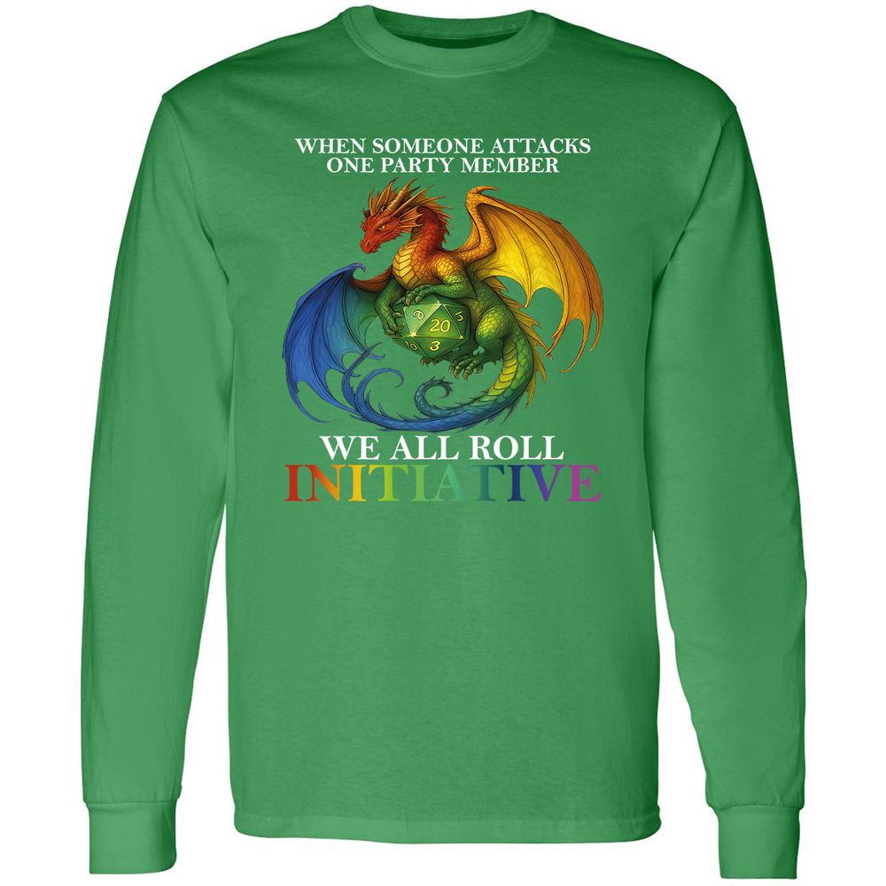 Dragon Roll For Initiative Long Sleeve T-Shirt - Irish Green - 10