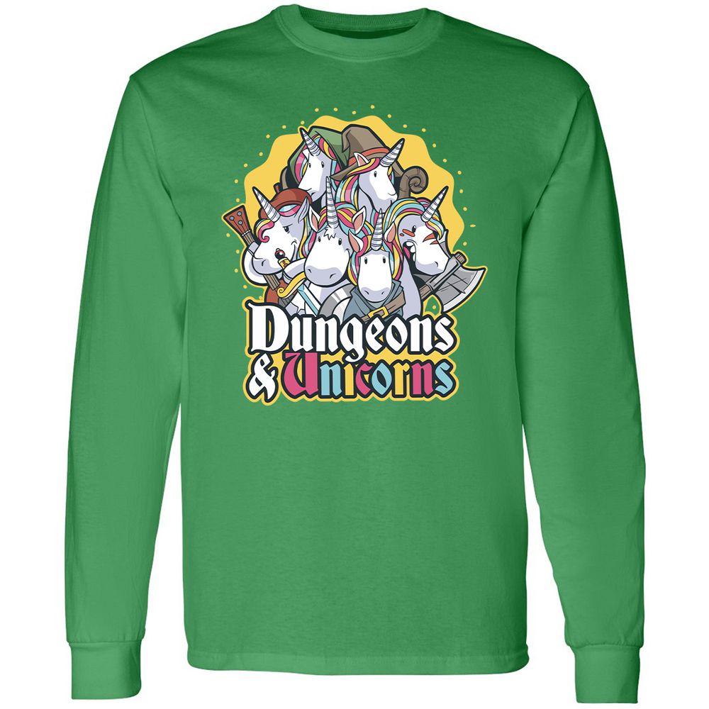 Dungeons And Unicorns Long Sleeve T-Shirt - Irish Green - 10