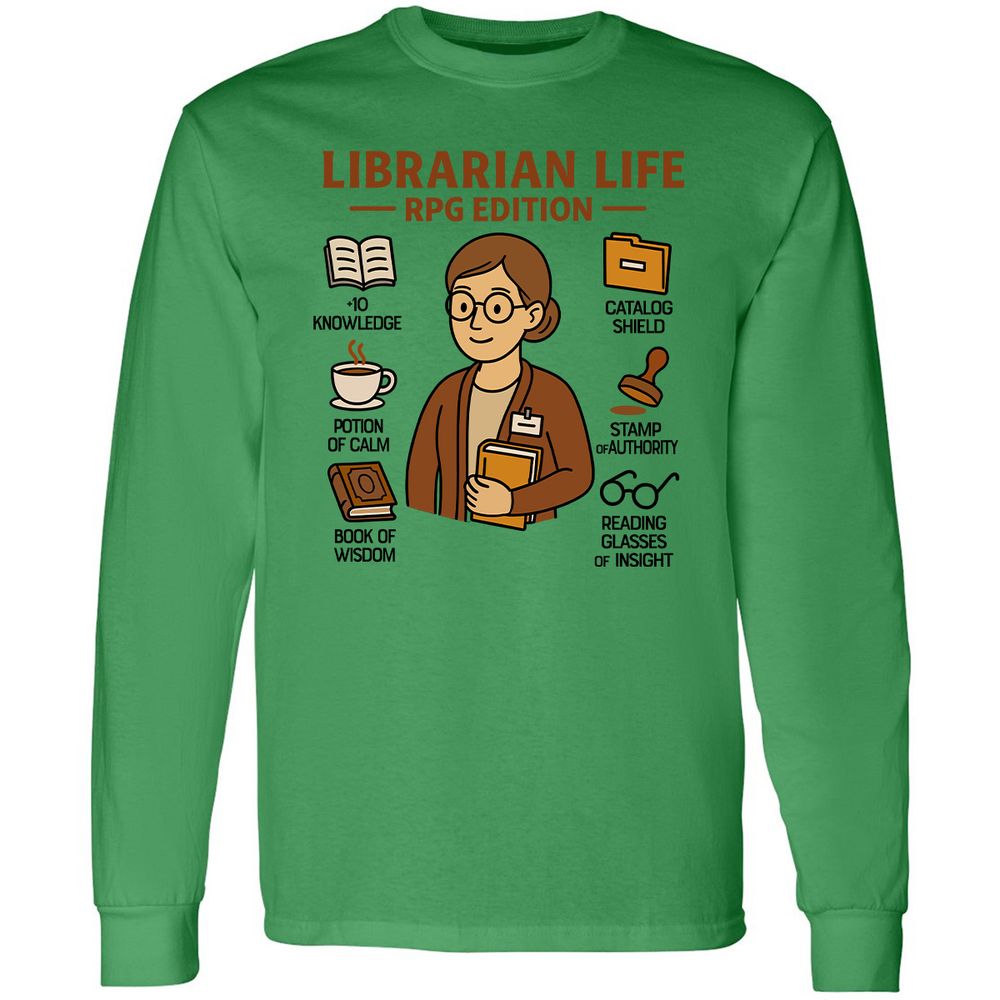Librarian Life RPG Edition Long Sleeve T-Shirt - Irish Green - 10