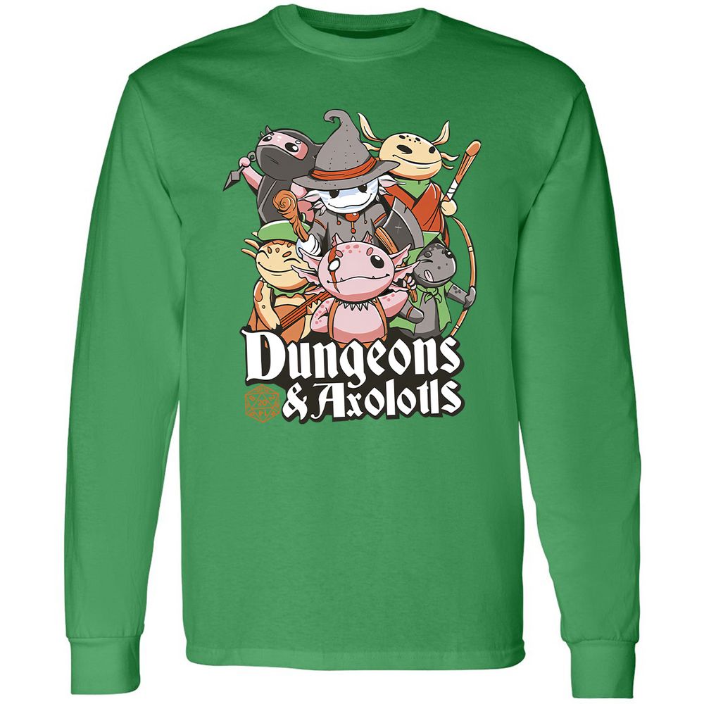 Dungeons And Axolotls Long Sleeve T-Shirt - Irish Green - 10