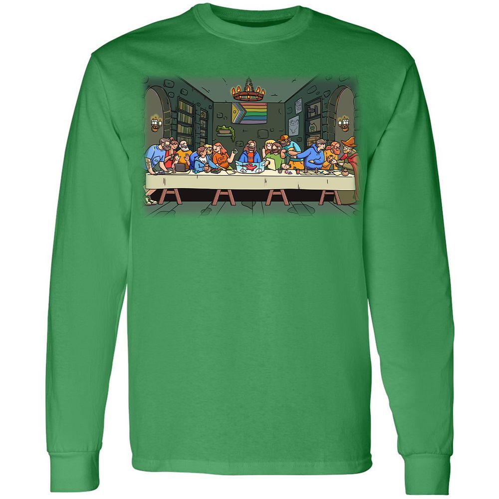 DnD Characters Pride Themed The Last Supper Shirt Long Sleeve T-Shirt - Irish Green - 10