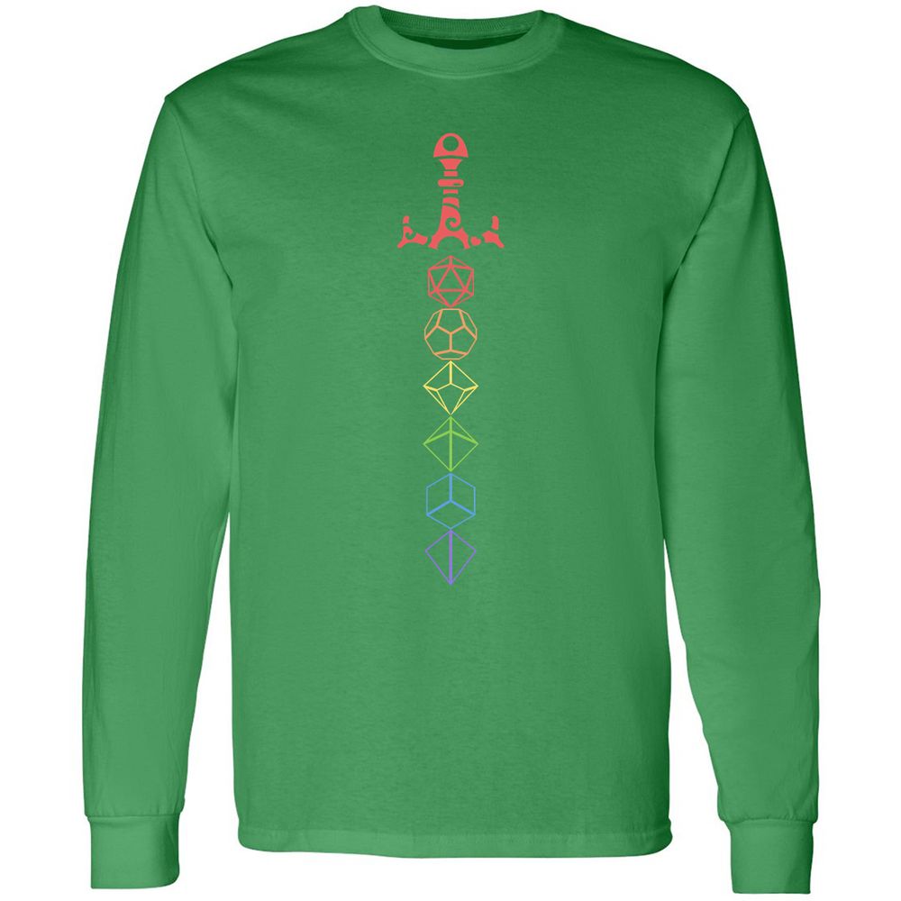 Rainbow Dice Sword LGBT Long Sleeve T-Shirt - Irish Green - 10