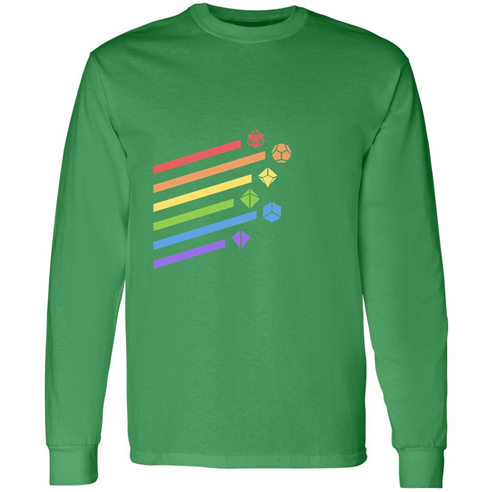 Rainbow Dice Set Long Sleeve T-Shirt - Irish Green - 10