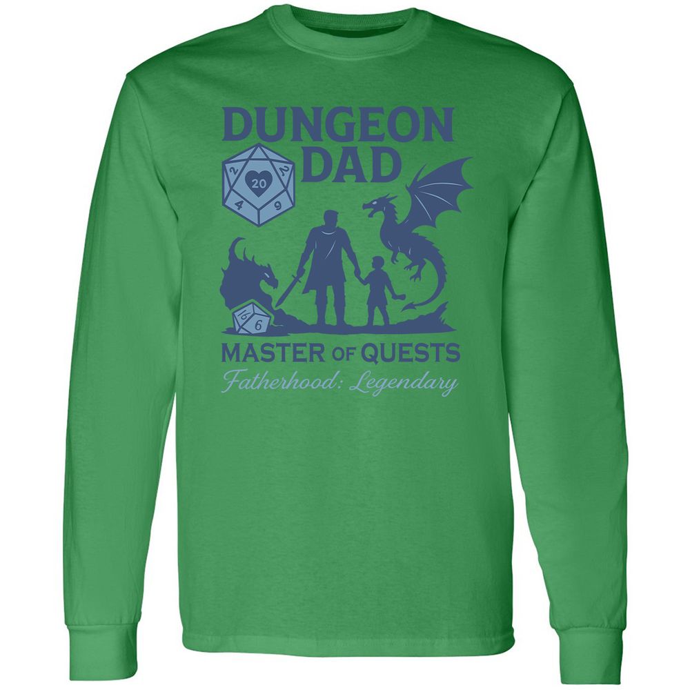 Dungeon Dad Master Of Quests Long Sleeve T-Shirt - Irish Green - 10